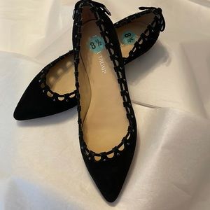 Ivanka Trump black suede flat pumps